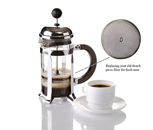 French Press Filters 4.5 Inch For 50 Oz/1.5 Liter/12Cups Coffee Press, 4 Pack French Press Screen Replacement Filter With Metal Center Ring #TOP2