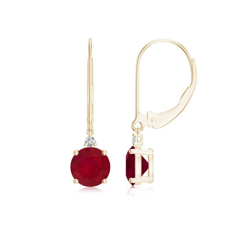 Image of Goldhartz 2 Ct. Natural Amethyst 6 mm Leverback Earrings for Women in 14k Gold Micron Plated 925 Sterling Silver, January Birthstone Dangle Earrings Jewelry for Her
