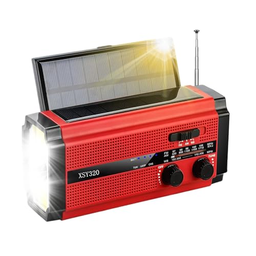 Chaies Radio Solare Lampada Torcia con Caricabatterie per Telefono Cellulare, Radio a Manovella ed Energia Solare, Batteria Ricaricabile 5000mAh con Caricatore e Torcia Integrata per Emergenze in