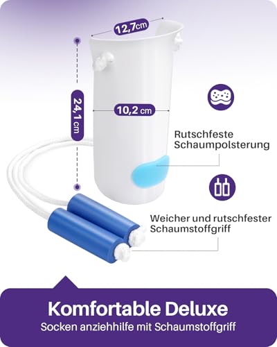 Kekoy Strumpfanziehhilfe, Verbesserte U-förmige Anziehhilfe für Socken und Strümpfe, Sockenanziehhilfe Nach Hüftoperation, Sockenanzieher für Senioren, Schwangere, Immobile Menschen(1 Stück weiß)