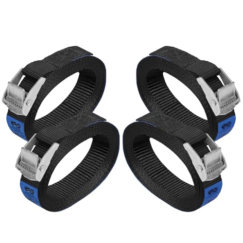 Cinghia di fissaggio Cinghie di tensione con fibbia cinghie legabagagli sicura del - Nero - carico resistenza fino a 250 kg DIN EN 12195-2 ; 4 pezzi 2.5 cm x 1 m