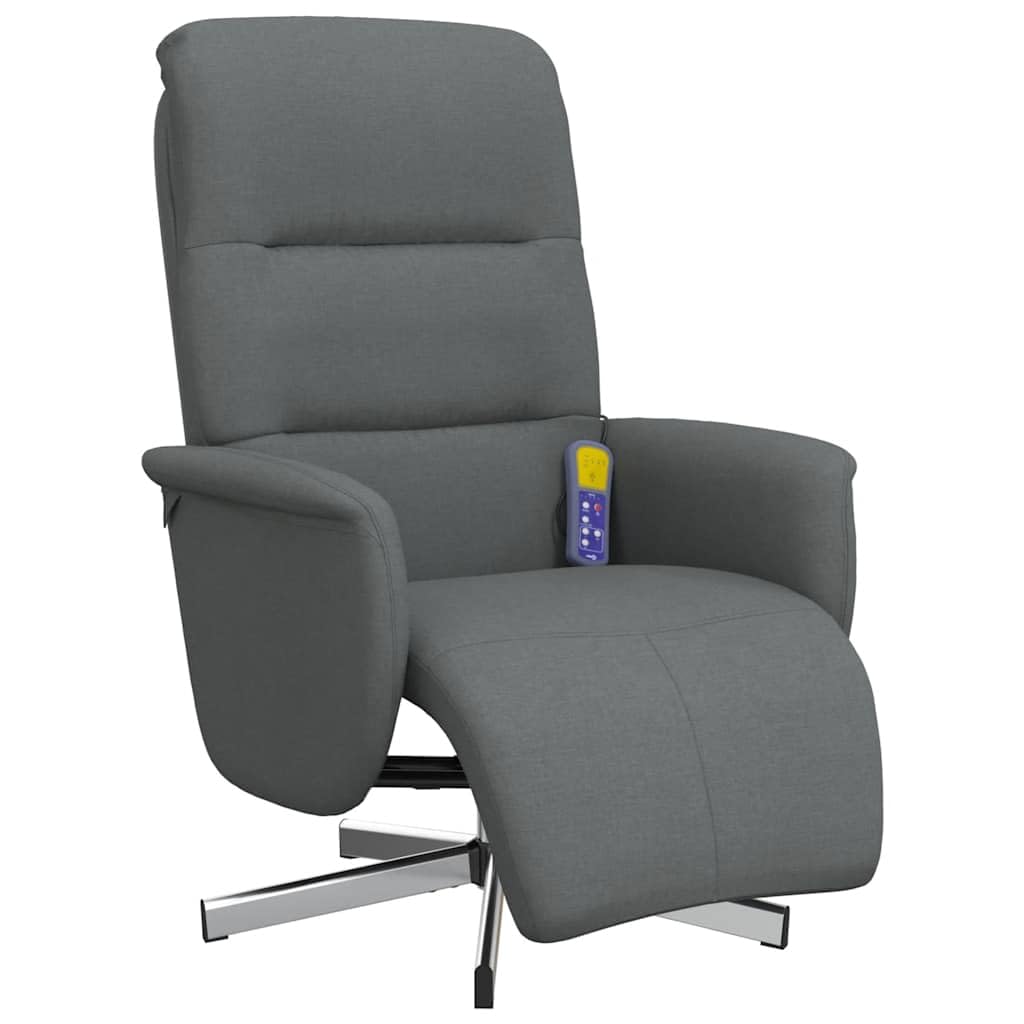 Fauteuil de massage gris foncé en tissu réglable avec repose-pieds pour salon moderne