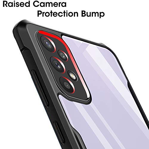 Image of TheGiftKart Shockproof Crystal Clear Back Cover Case for Samsung Galaxy A32 | 360 Degree Protection | Protective Design | Transparent Back Case Cover (PC & TPU, Black Bumper)