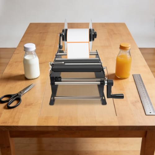 Image of Semi Automatic Round Bottle Labeling Machine, MT-30 Manual Labeling Machine Adjustable for 0.79-4.72 inch Diameter with Cartridge for Vial Light Small Bottles Effortless Labeling