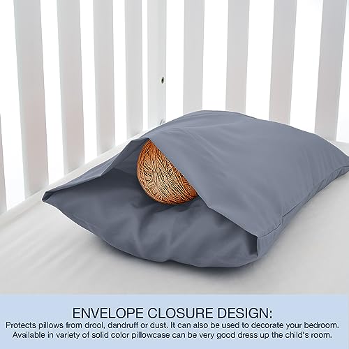 Image of EXQ Home Toddler Pillowcases 13x18 Travel Pillow Case Set of 2, Small Pillow Case Fits Baby Pillow Sized 12x16, 13x18, Kids Pillowcases 2 Pack Machine Washable with Envelope Closure (Blue Grey)