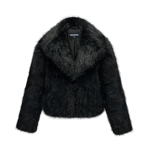 GRAN ORIENTE Women's 2025 Winter Furry Faux Fur Jackets,Cropped Fluffy Shaggy Warm Parka Coat Outerwear with Pockets