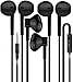 Headphones [3-Pack] Certified In-Ear Earbuds Earphones with Microphone Premium HD Stereo and Noise Isolating Headset for Apple iPhone iPod iPad Samsung Galaxy LG HTC, 3.5MM Audio Jack Devices (Black)
