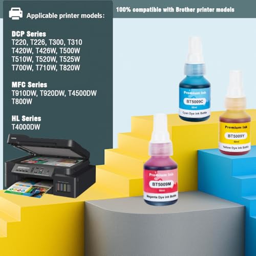 Image of KOSH BTD60 BT5000 Refill Ink Compatible for Brother DCP-T300 T310W T500W T520W T220 T700W T420W T425W T426W T428W T720DW T725DW T820DW T810W T910DW T920DW Printers (3, Cyan Magenta Yellow)