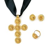 Sajayea Ethiopian Traditional Cross Gold/Silver Plated Ethiopian Jewelry for Women Set Ethiopian Jewelry (SJ-733)
