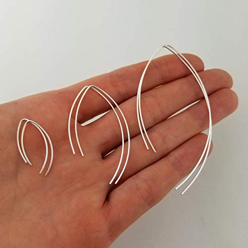 2 Inch Thin Sterling Silver Threader Earrings Open Hoop 20 Gauge (.8Mm) #TOP3
