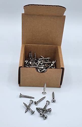 #8 x 1-1/4 Square Drive Deck Screws in 316 Stainless, Type 17 Wood Cutting Point, 100/Box