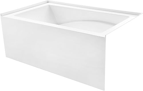 Miniatura 4 de Aqua Eden VTAM4832R22D - Tina de 3 paredes acrílica antideslizante de 48 pulgadas con drenaje a la derecha, blanco brillante