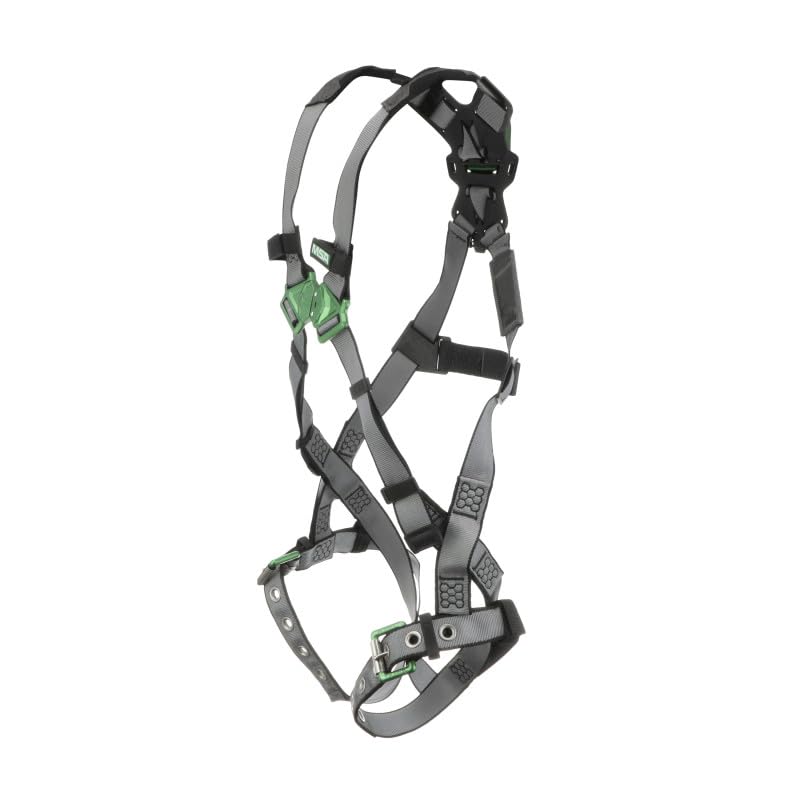 Image of MSA V-FIT Standard Safety Harness - Polyester & Nano-Technology Treated Web Full Body Harness Back, Shoulder Padding, Gray
