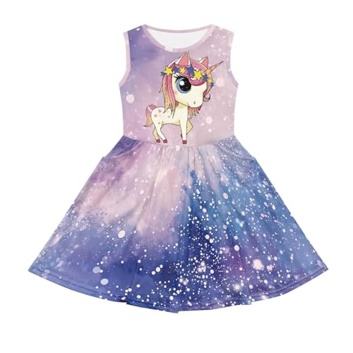 Girls Dress Sleeveless Summer Dresses A-Line Swing Midi Dresses for Party 2-14 Y Sun Dress4