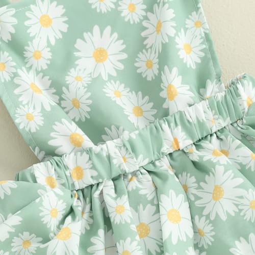 Image of Toddler Baby Girl Summer Clothes Kids Short Sleeve Solid T-Shirt Ruffle Daisy Skirts Overalls Dress Outfit 18M-6T