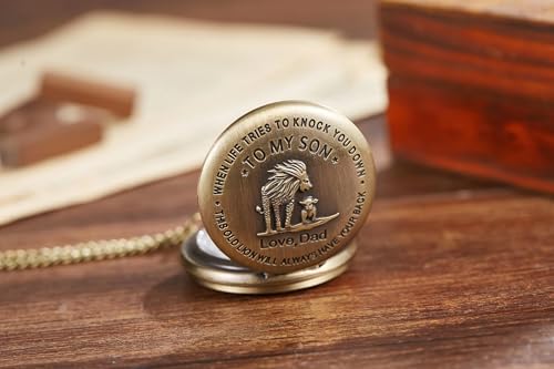 Image of AUGEN Premium Pocket Watch Metal Keychain Son 2 Retro Vintage for Gifting With Key Ring Anti-Rust (Pack Of 1)