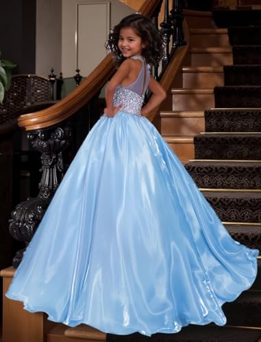 Pageant Dress for Girls Rhinestones Miss National Pageant Dresses Organza Party Ball Gown4
