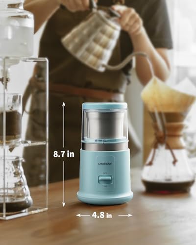 Image of SHARDOR Quiet Coffee Grinder Electric, 70g Removable Bowl Spice Grinder for Coffee Beans, Seeds and Grains, Super Silent Grinding Mill with 60dB Low Noise, 2.5oz Capacity, Blue