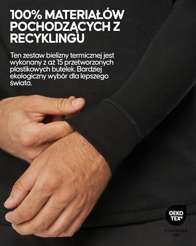 DANISH ENDURANCE Komplet Bielizny Termicznej, Męski i Damski, Koszulka z Długim Rękawem i Kalesony Unisex, Legginsy Termoaktywne z Materiałów z Recyklingu, Oddychająca, Odprowadzająca Pot