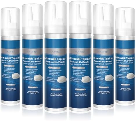 5% Minoxidil Foam, Biotin-Infused, Unisex Adult, Hair Growth Treatment, Unscented, Foam, 6-Month Supply, Supports Thicker and Fuller Hair & Beard