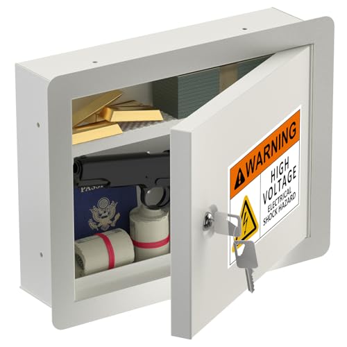 In-Wall Safe with Disguised Sticker, Heavy Duty Wall Safes Between the Studs, Fits 16-Inch Studs with Key Lock, Hidden Gun Storage for Firearms, Money, and Valuables (Grayish White) by Metateel - Used condition - US$66.73