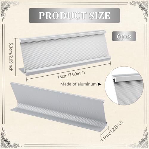 FINGERINSPIRE 6 Stück Namensschildhalter Aus Aluminium 180x31x53mm Platin Für Schreibtisch Büro Leere Namensschilder Für Besprechungsräume Oder Andere Geschäftliche Veranstaltungen