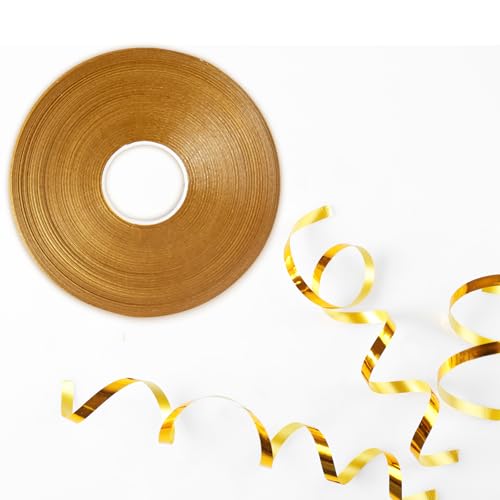 50m Shiny Gold Curling Ribbon for Balloons - Laser Curly Ribbon for Gift Wrapping Art Crafts Wedding Birthday Party & Christmas Decorations