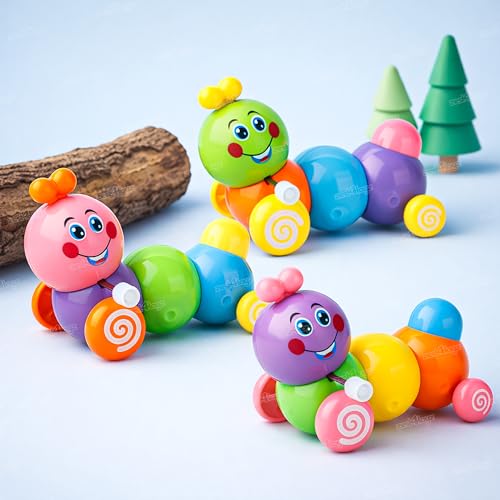 Image of Zest 4 Toyz Wind-Up Caterpillar Toy for Kids Toddlers Push Toy for Boys & Girls Multicolor (Pack of 3)
