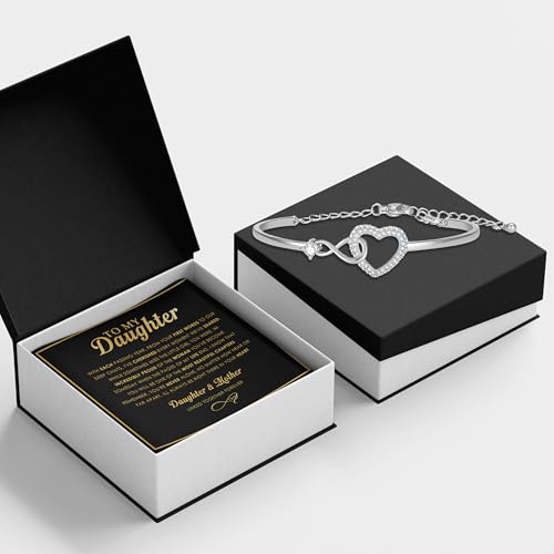 Image of To My Daughter Bracelet From Mom And Dad With Heartfelt Message & Elegant Box, Valentines Gifts For Daughter, Jewelry Gift For Daughter From Mother and Father On Birthday, Graduation