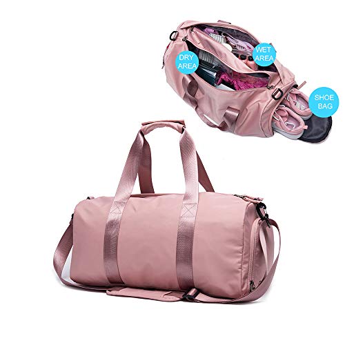 PinPle Sport Gym Bag Travel Duffel Bag with Shoe Compartment and Dry Wet Separation Layer for Men & Women (Cherry Blossom Pink)