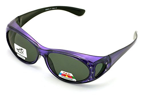 V.W.E. Womens Polarized Fit Over Glasses Sunglasses Rhinestone Rectangular Frame Temple Heart 60mm4