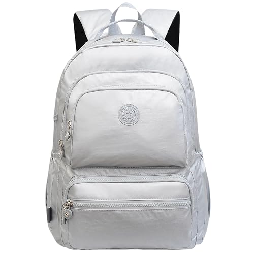 Mochila Escolar para Crianças Mochila Adulto de Viagem Prática para Laptop Preta Nylon Lazer Impermeável com Grande Capacidade (Prateado)