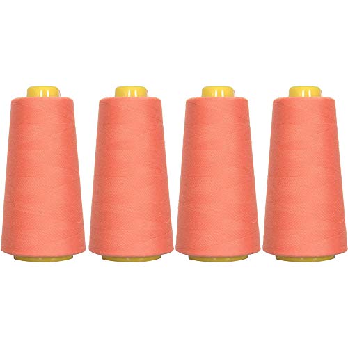 ThreadArt Polyester Serger Thread, 4 Cone Pack 2750yd 40/2, Portland Orange