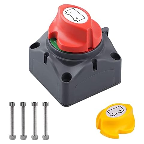 Wiwir Battery Disconnect Isolator Master Switch 2 Position Cut Off Kill Switch 12V 24V 48V for Marine Boat Rv Vehicles Cover