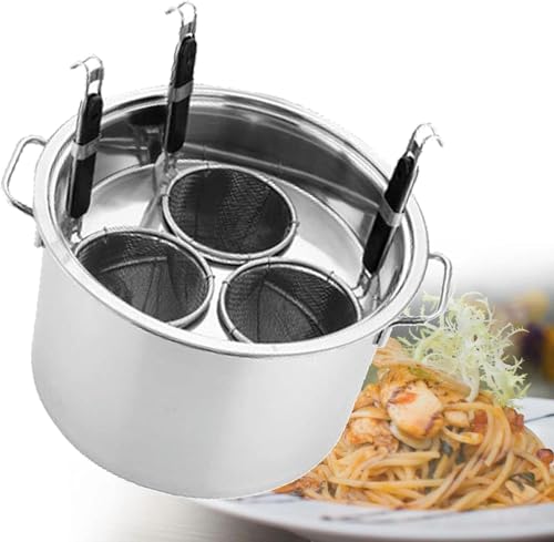 Cocedor de Pasta de Acero Inoxidable, Juego de vaporera con Cesta y Tapa para Cocina de Restaurante o casa