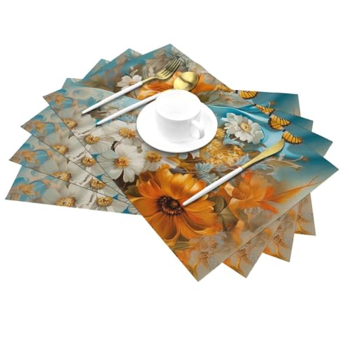 Sets de table tissés papillon bleu pour repas de fête et pique-nique