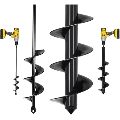 SYITCUN Auger Drill Bit for Planting - 1.6"x16.5" + 3.5"x16" Heavy-Duty Spiral Drill Bits for Planting Bulbs - Auger Post Hole Digger and Soil Auger for Beach - Compatible with 3/8" Hex Drive Drill Cover