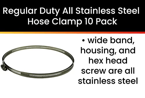 Pro Tie 33713-10 Regular Duty All Stainless Hose Clamp, Range 1-5/8" To 16-1/2" Diameter, 10 Pack #TOP2