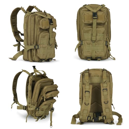 30L Tan Tactical Backpack - MOLLE Military Bug Out Bag, Small Survival Rucksack & EDC Daypack for Hunting, Hiking, Camping, Travel - Outdoor Gear for Men & Women - Image 4