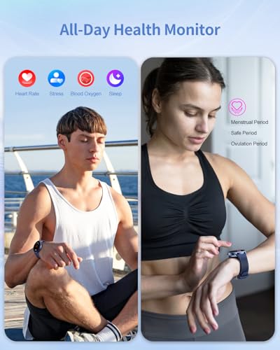 Image of RIVERSONG Smartwatch for Men Women (Answer /Make Call), 1.52 inch Fitness Watch with Monitor Tracker for Health Fitness (Heart Rate /Sleep /Blood Oxygen), AI Voice, Smart Watch for Android iPhone, Navy Blue