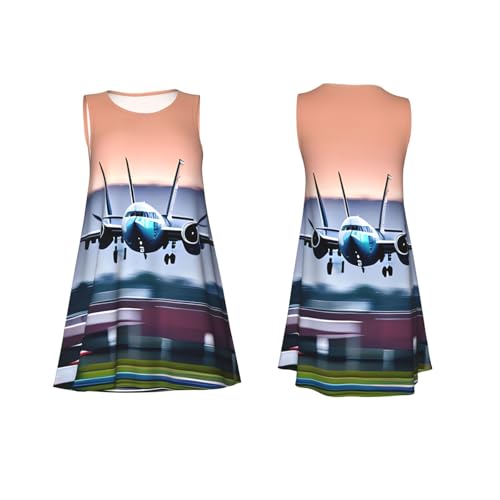 Robe d'été sans manches décontractée imprimé avion chic - 5