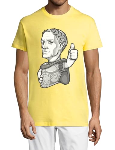 T-shirt Julius Caesar homme en coton jaune anti-déformation col rond