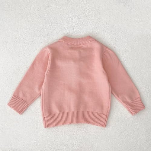 Kids Girls Button Down Cardigan Cute Flower Long Sleeve Knit Sweater School Uniform Casual Open Front Tops for Toddler2