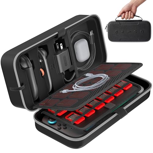 OIVO Carrying Case Compatible with 2025 Nintendo Switch, Portable Switch 2 Travel Carry Case Fit for Joy-Con 2 &amp; Adapter, Hard Shell Protective Pouch Bag with 24 Game Slots, Gray