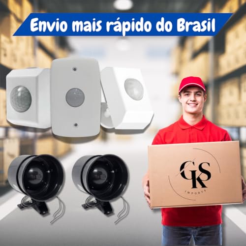 Kit 2 Sensores De Presença Movimento + 1 Sirene Alarme Bivolt Segurança Residencial Com Fotocelula 1