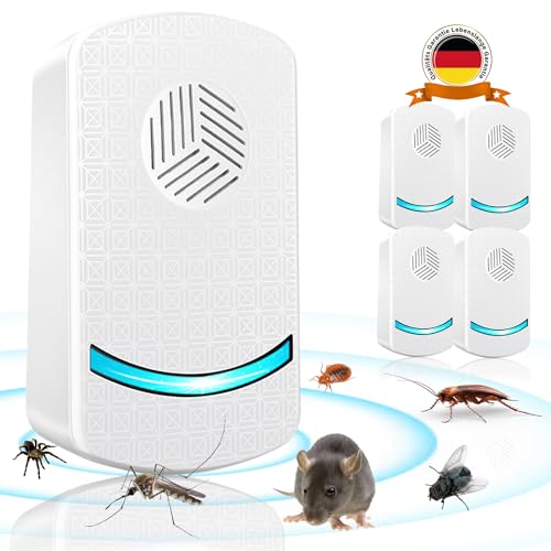 Repulsif Ultrason Souris Anti-Rongeurs Insectes, 4 PCS Ultrason Anti Moustique Ultrason Souris et Rats, Insectes Répulsif Électronique Anti Souris, Rats, Fourmis, Araignées, Moustiques, Cafards