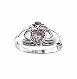 Claddagh Sterling Silver Light Lavender Crystal Ring, Size 6