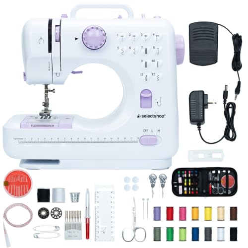 SELECTSHOP Máquina de Coser Portátil Mini Maquina de Coser Electrica Máquina de coser eléctrica multifuncional con Luz de LED Sewing Machine par Adecuado...