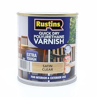 RustinsQuick Dry Poly Varnish Satin Clear 500ml -Tough, Water-Based Clear Finish in Gloss, Matt or Satin; Durable Protection for Interior Wood, Furniture and Floors