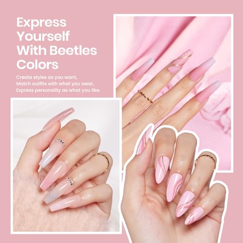Beetles Gel Polish ST025 Beetles Gel Nail Polish Kit With Uv Light 48W Led Nail Lamp 6 Colors Nude Gray Pink Gel Polish Starter Kit Manicure Soak Off Led Salon Diy Home Gift thumb #3